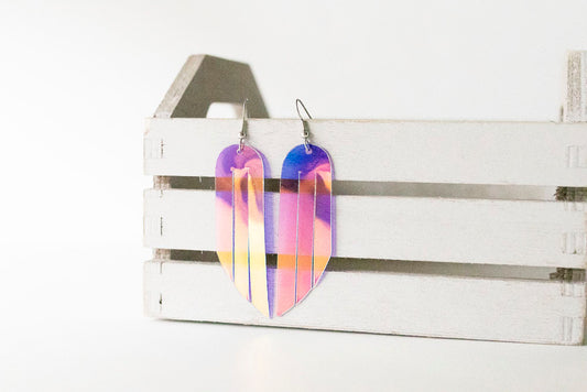 Leather Earrings / Fringe / Ube Jelly