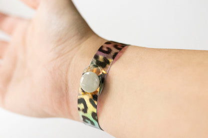 Leather Bracelet / Skinny Slim Cuff / Party Animal Jelly