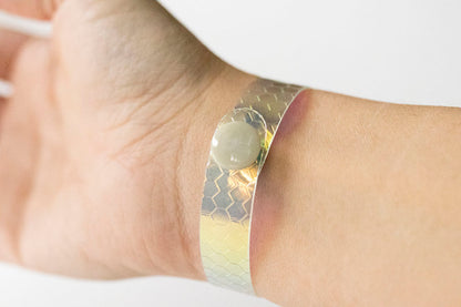 Leather Bracelet / Skinny Slim Cuff / Honeycomb Prism Jelly