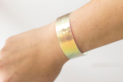 Leather Bracelet / Slim Cuff / Honeycomb Prism Jelly