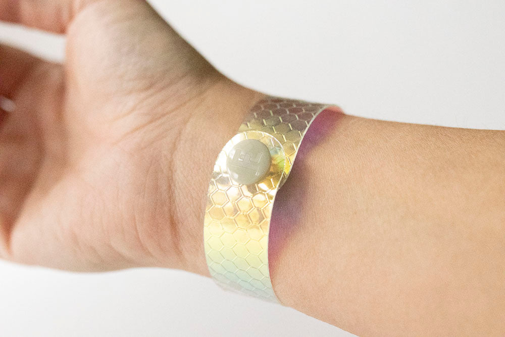 Leather Bracelet / Slim Cuff / Honeycomb Prism Jelly