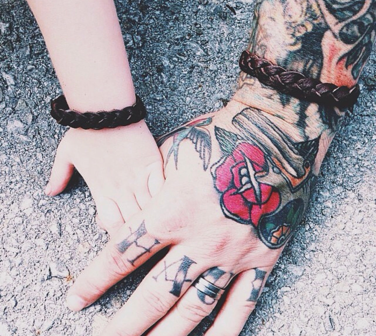 Braided Leather Bracelet / Rose Quartz