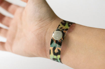 Leather Bracelet / Ultra Skinny Sliced Cuff / Party Animal Jelly