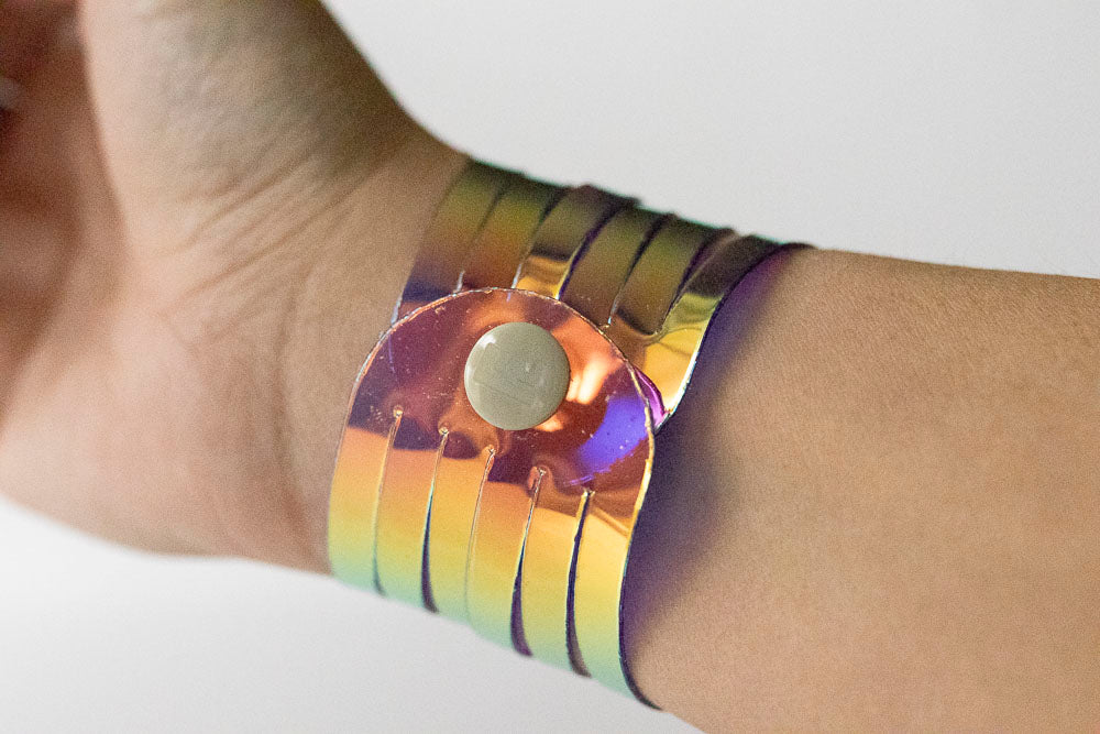 Leather Bracelet / Original Sliced Cuff / Ube Jelly