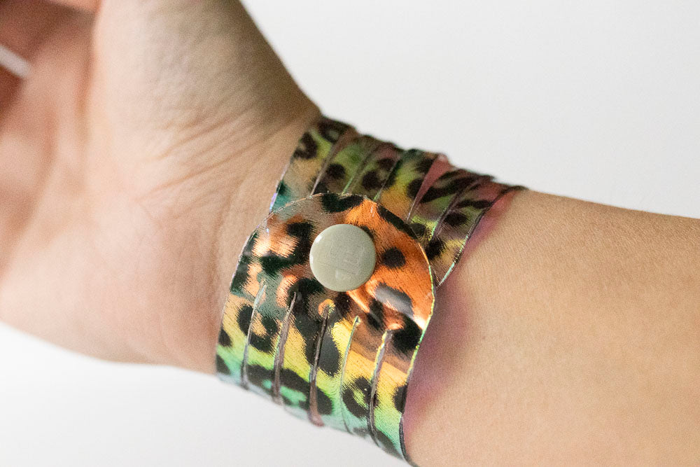 Leather Bracelet / Original Sliced Cuff / Party Animal Jelly