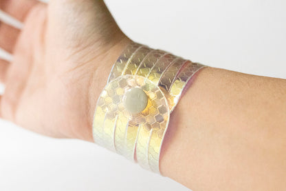 Leather Bracelet / Original Sliced Cuff / Honeycomb Prism Jelly