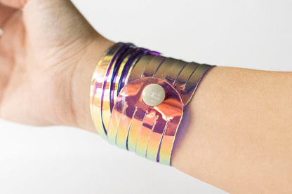 Leather Bracelet / Original Sliced Wrap Cuff / Ube Jelly