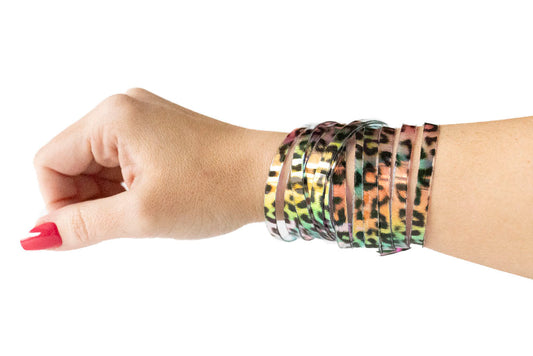 Leather Bracelet / Original Sliced Wrap Cuff / Party Animal Jelly