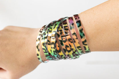 Leather Bracelet / Original Sliced Wrap Cuff / Party Animal Jelly