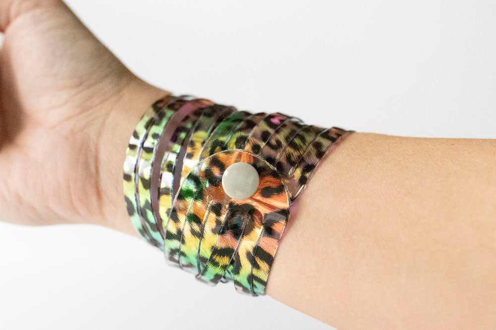 Leather Bracelet / Original Sliced Wrap Cuff / Party Animal Jelly