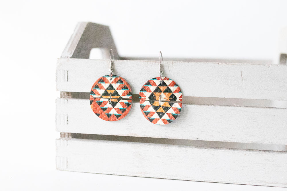 Leather Earrings / Cerchio / Southwestern Rust