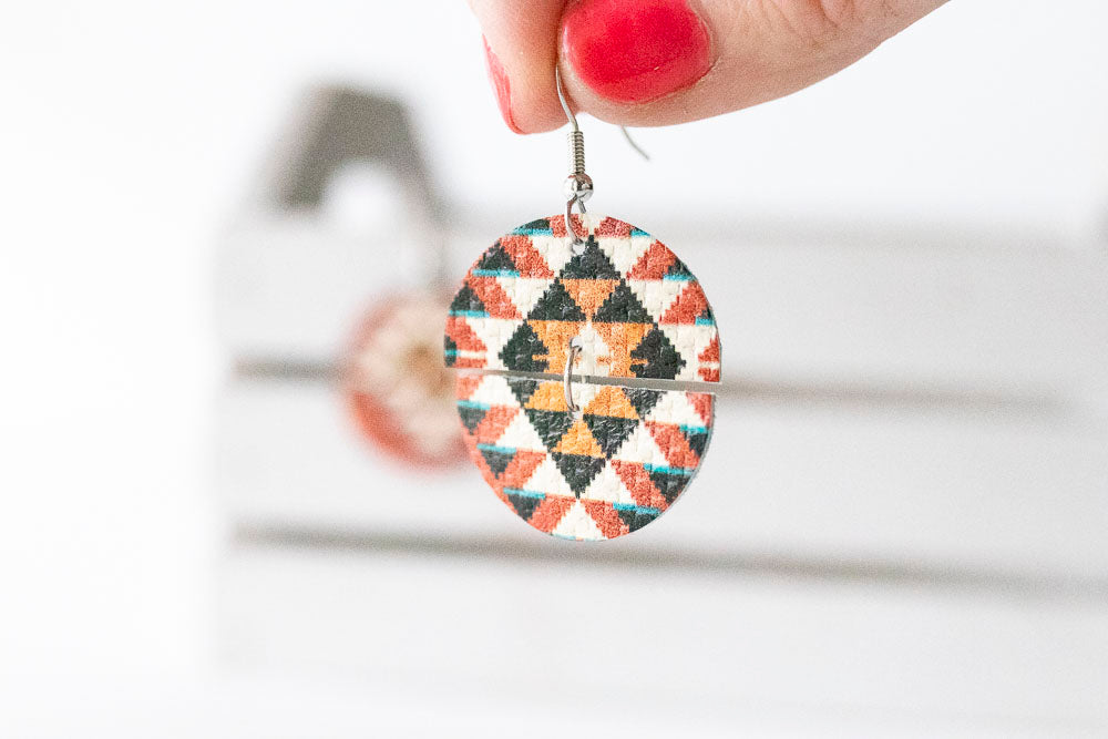 Leather Earrings / Cerchio / Southwestern Rust