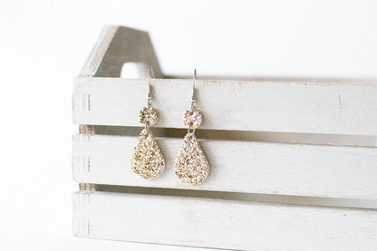 Leather Earrings / Droplets / Chunky Glitter