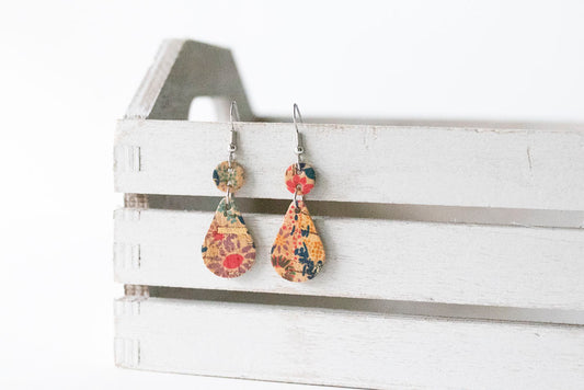 Leather Earrings / Droplets / Superbloom Cork