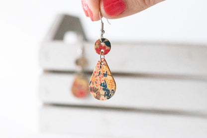 Leather Earrings / Droplets / Superbloom Cork