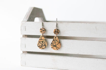 Leather Earrings / Droplets / Geo Cork