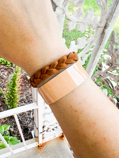 Leather Bracelet / Slim Cuff / Peach Orchard