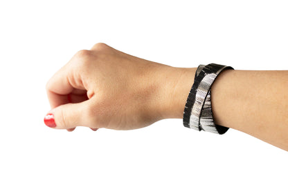 Leather Bracelet / Slim Wrap Cuff / Moonlight Deco