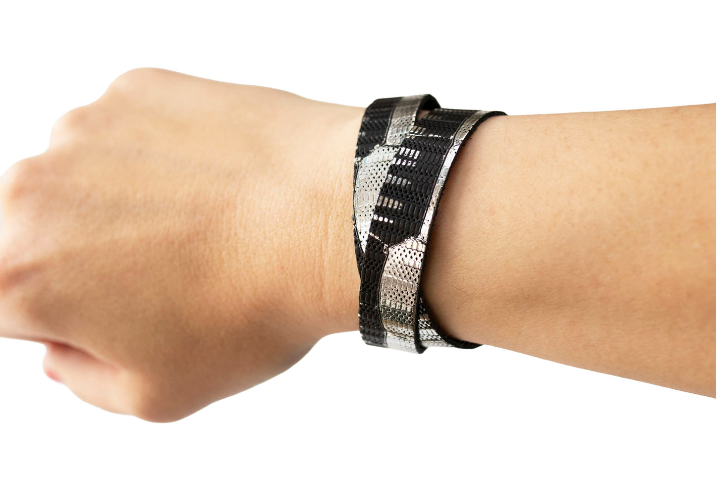 Leather Bracelet / Slim Wrap Cuff / Moonlight Deco