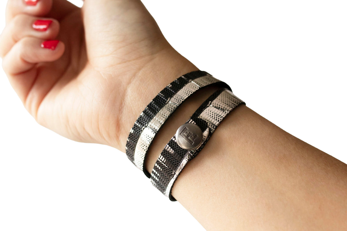 Leather Bracelet / Slim Wrap Cuff / Moonlight Deco