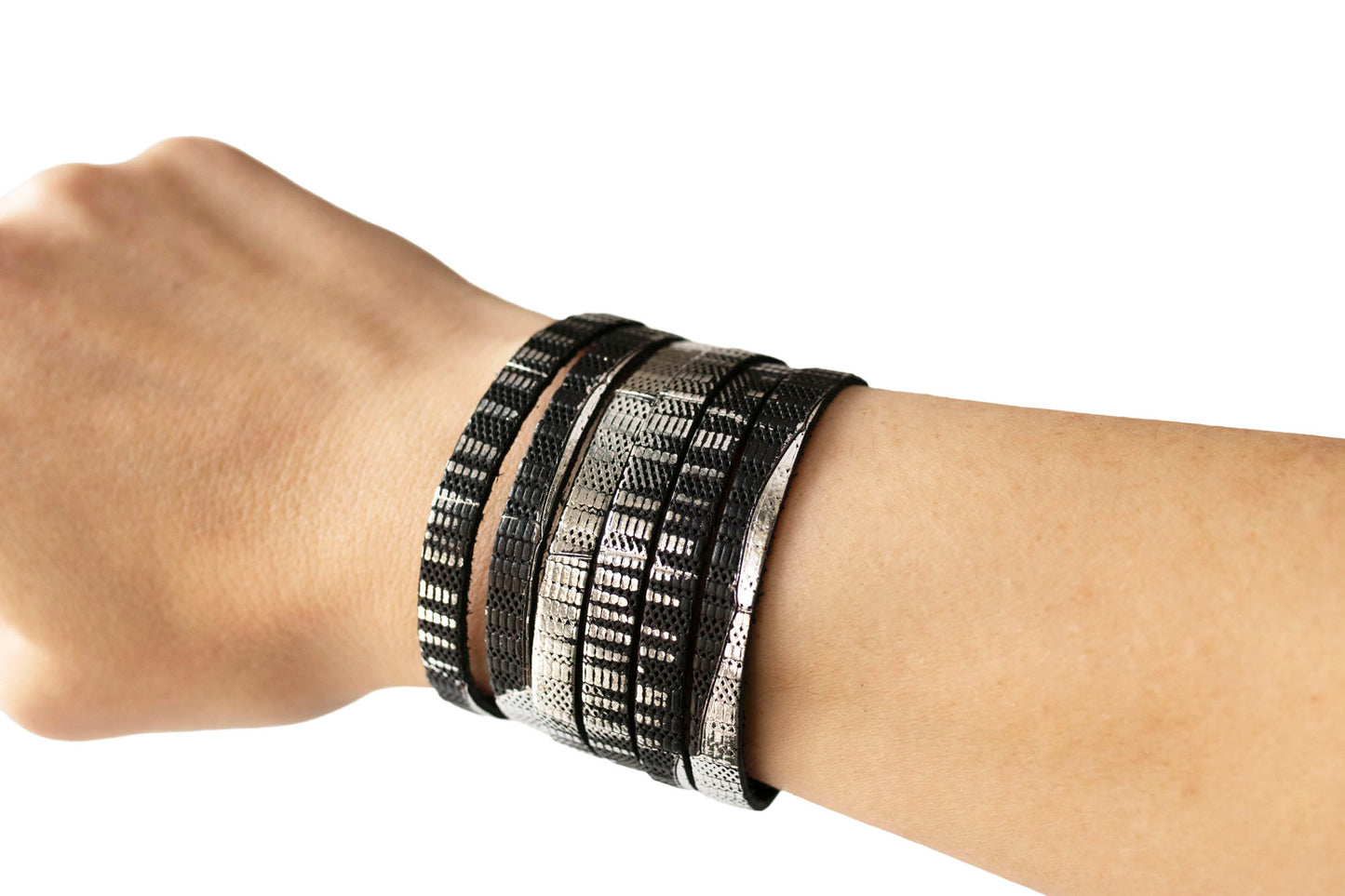 Leather Bracelet / Original Sliced Cuff / Moonlight Deco