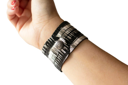 Leather Bracelet / Original Sliced Cuff / Moonlight Deco