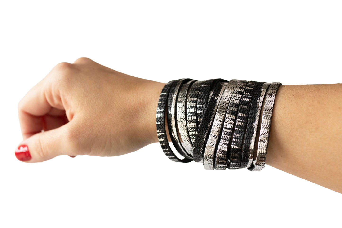 Leather Bracelet / Original Sliced Wrap Cuff / Moonlight Deco