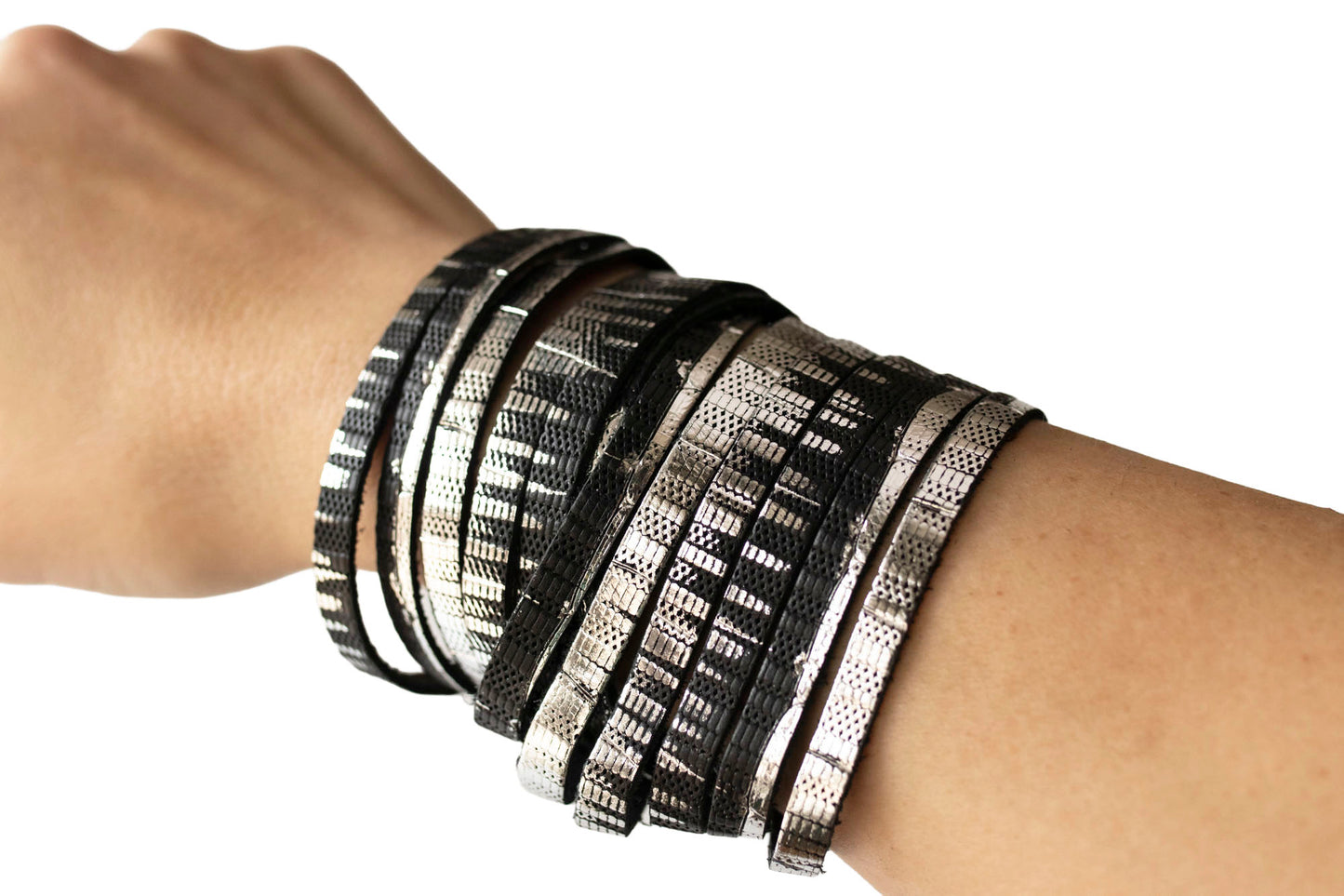 Leather Bracelet / Original Sliced Wrap Cuff / Moonlight Deco