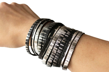 Leather Bracelet / Original Sliced Wrap Cuff / Moonlight Deco