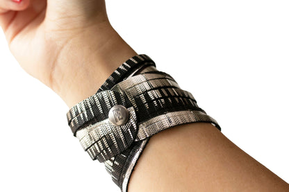 Leather Bracelet / Original Sliced Wrap Cuff / Moonlight Deco