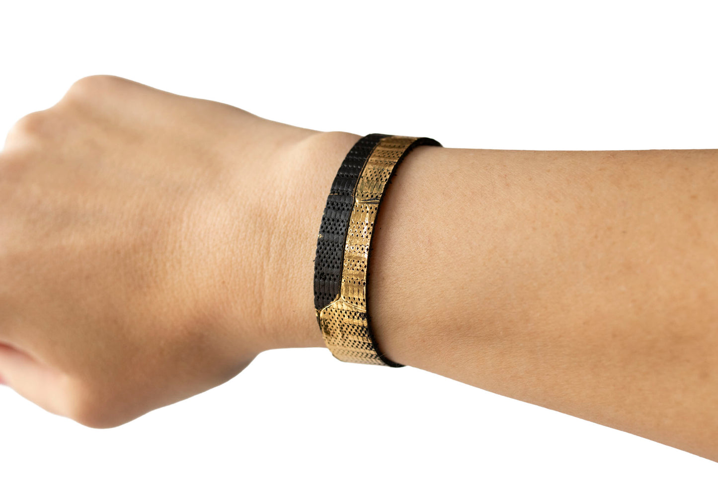 Leather Bracelet / Skinny Slim Cuff / Empire Gold
