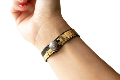 Leather Bracelet / Skinny Slim Cuff / Empire Gold
