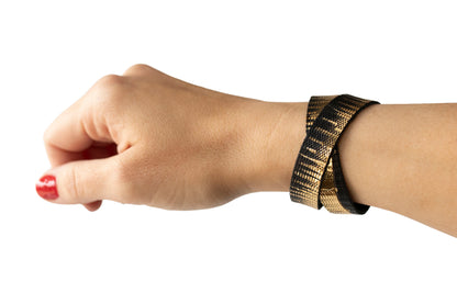 Leather Bracelet / Slim Wrap Cuff / Empire Gold