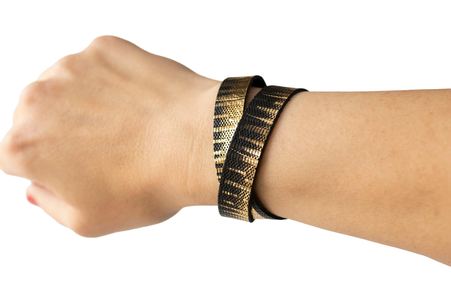 Leather Bracelet / Slim Wrap Cuff / Empire Gold
