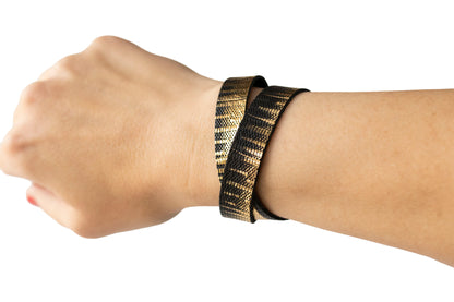 Leather Bracelet / Slim Wrap Cuff / Empire Gold