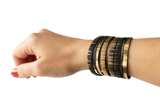 Leather Bracelet / Original Sliced Cuff / Empire Gold