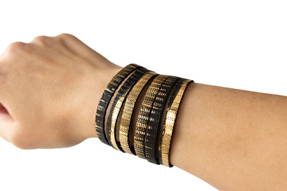 Leather Bracelet / Original Sliced Cuff / Empire Gold