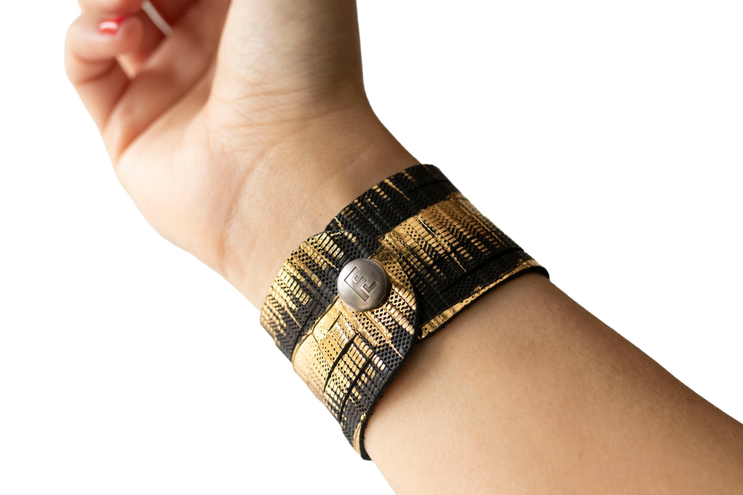 Leather Bracelet / Original Sliced Cuff / Empire Gold