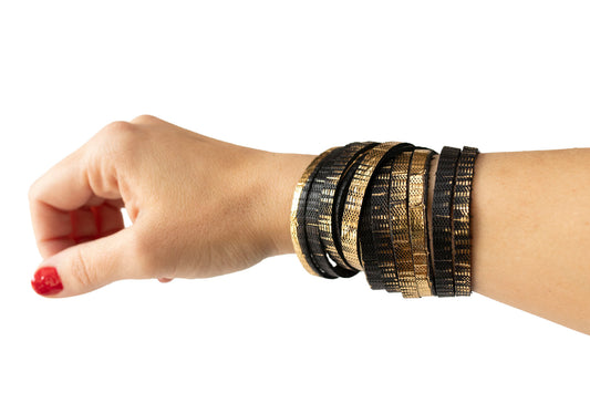 Leather Bracelet / Original Sliced Wrap Cuff / Empire Gold