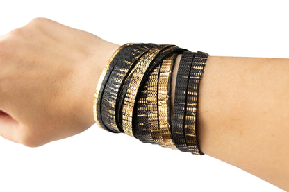Leather Bracelet / Original Sliced Wrap Cuff / Empire Gold