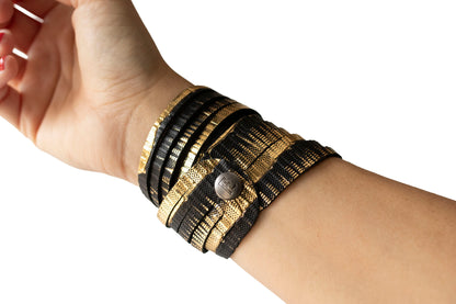 Leather Bracelet / Original Sliced Wrap Cuff / Empire Gold