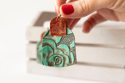 Leather Earrings / Fringies / Turquoise Prairie & Vintage Brown