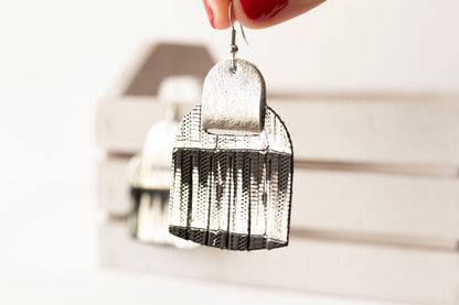 Leather Earrings / Fringies / Moonlight Deco & Shiny Silver