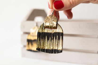 Leather Earrings / Fringies / Empire Gold & Gold Foil