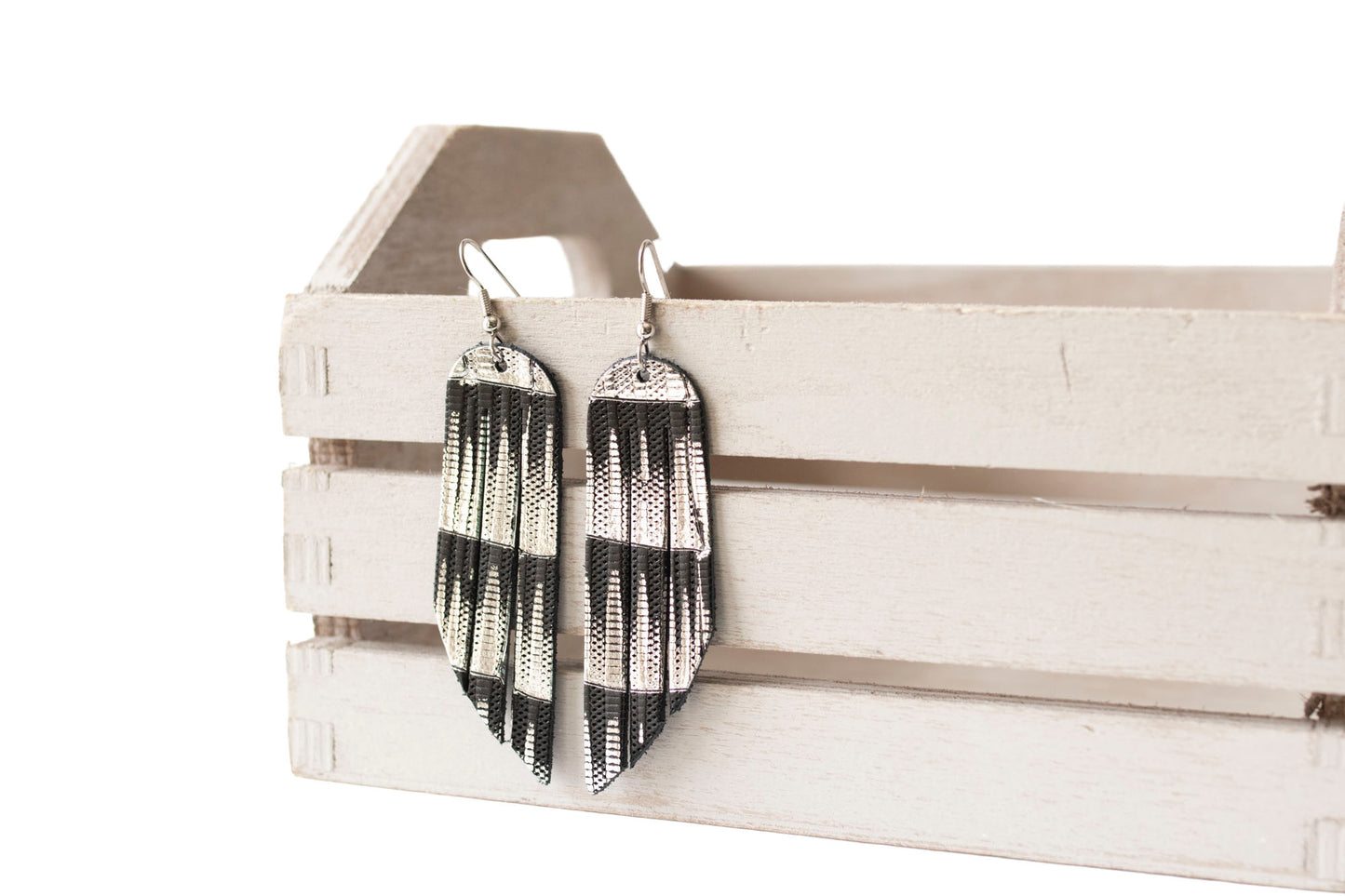 Leather Earrings / Fringe / Moonlight Deco