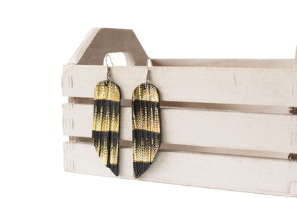 Leather Earrings / Fringe / Empire Gold