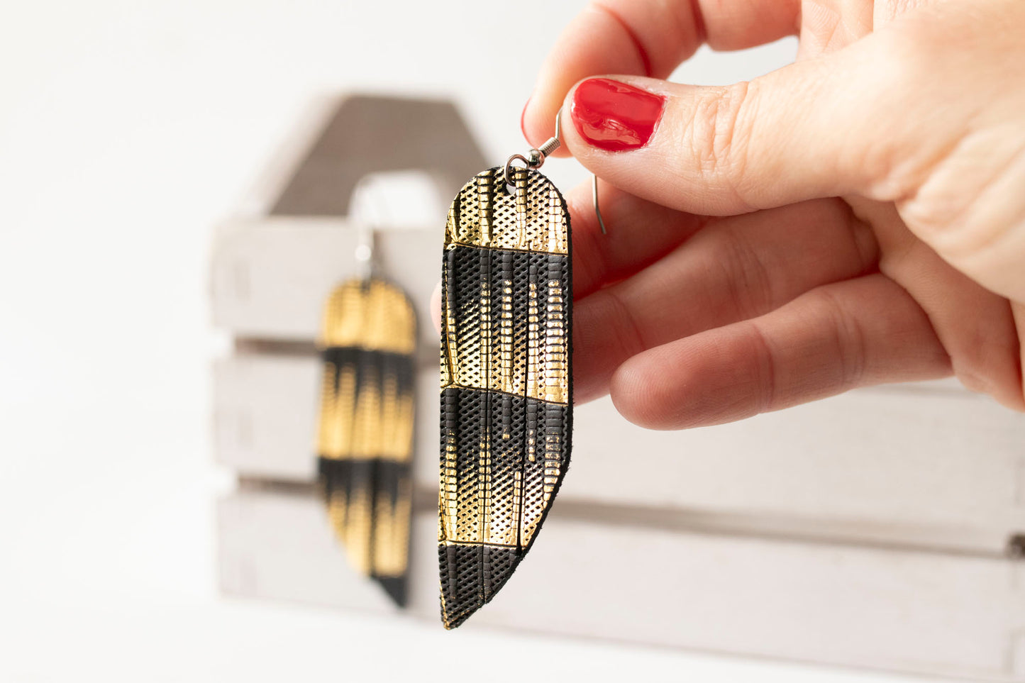 Leather Earrings / Fringe / Empire Gold