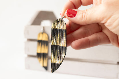 Leather Earrings / Fringe / Empire Gold