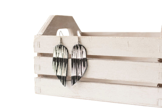 Leather Earrings / Mini Fringe / Moonlight Deco