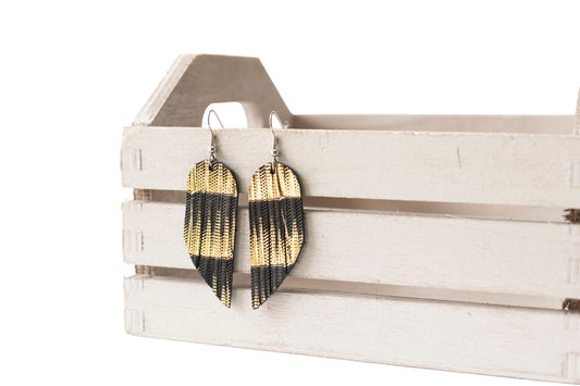 Leather Earrings / Mini Fringe / Empire Gold